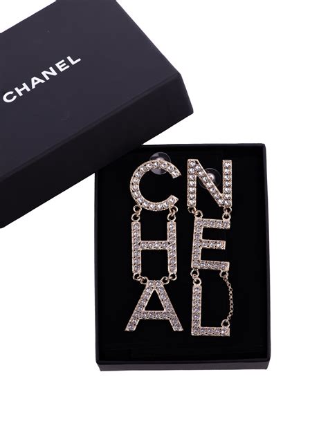 chanel diamantes letter earrings|chanel pendant earrings.